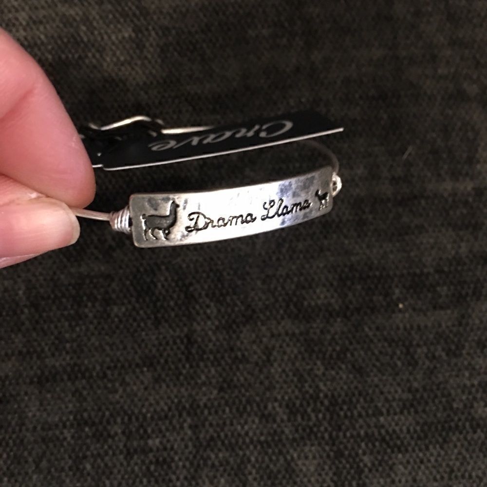 Drama llama silver bangle bracelet funny